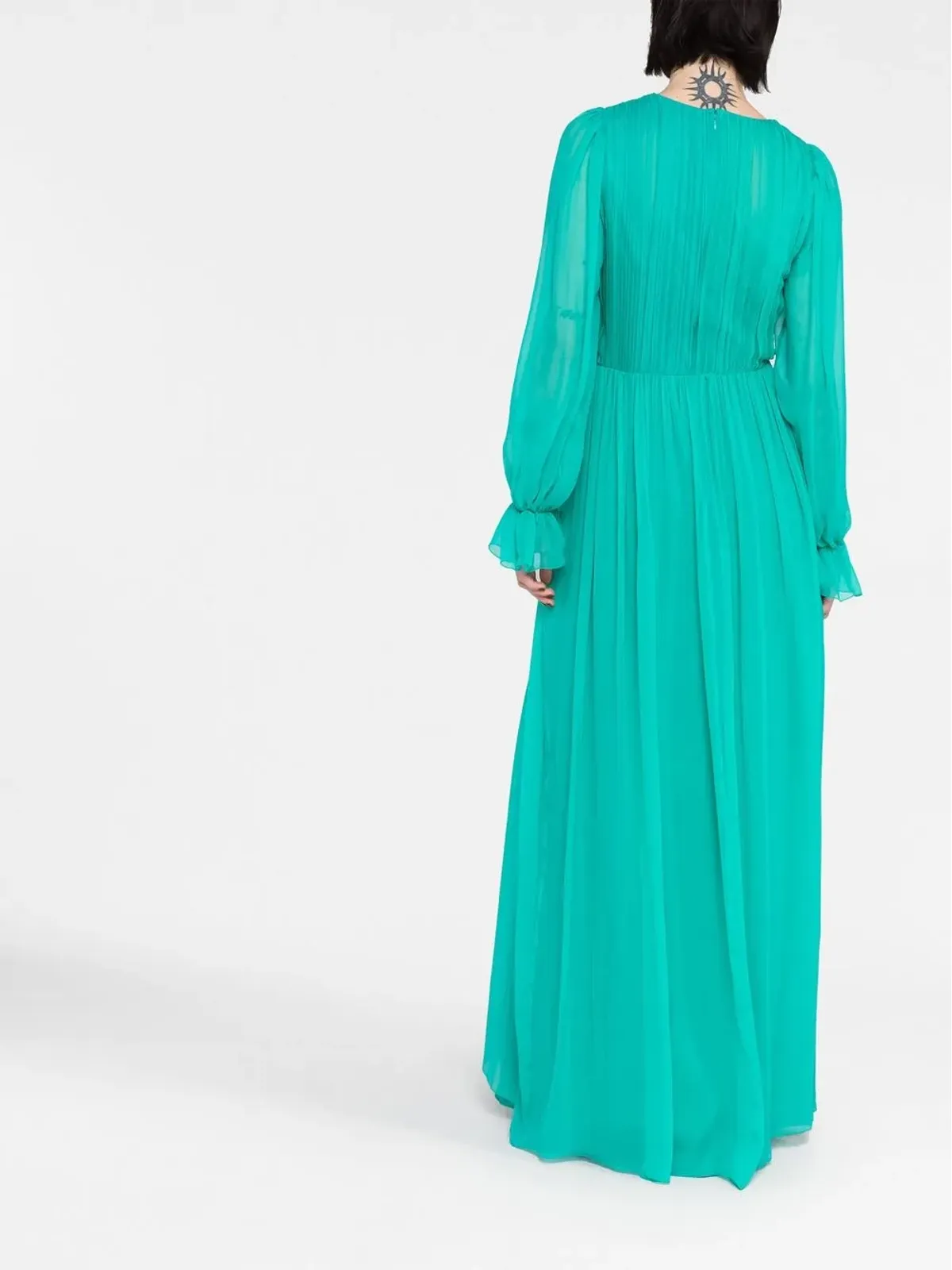 Alberta Ferretti シルク混紡プリーツディテールのマキシドレス - 画像4