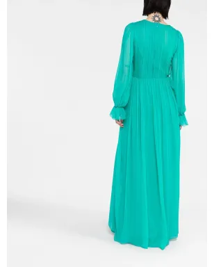 Alberta Ferretti シルク混紡プリーツディテールのマキシドレス - サムネイル4