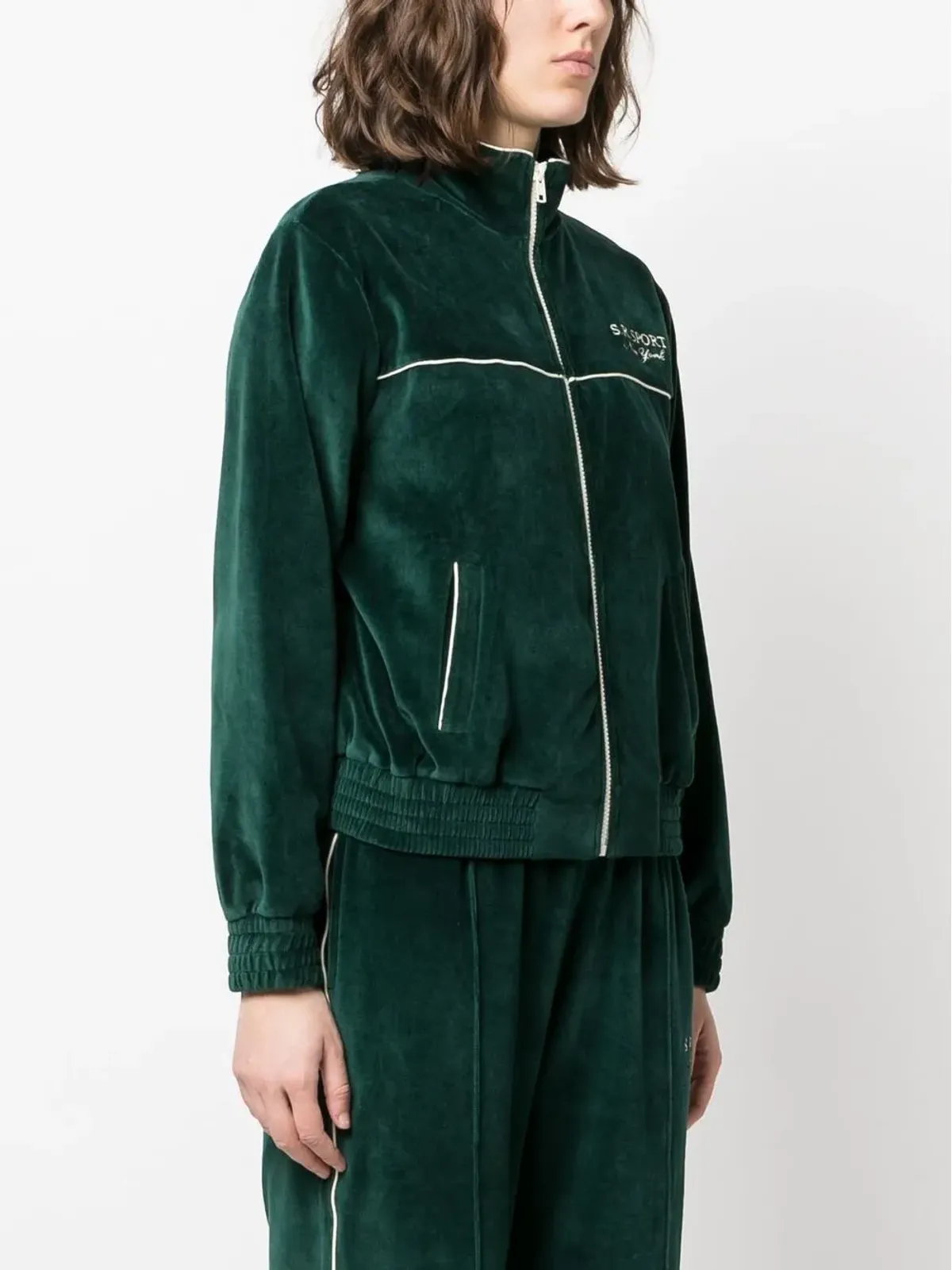 Sporty & Rich ロゴプリントベルベット トラックジャケット - 画像3