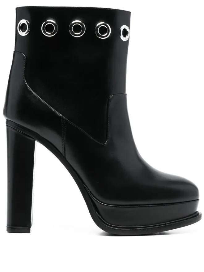 Alexander McQueen Alexander McQueen アンクルブーツ プラットフォームソール アイレット ブラックの商品画像