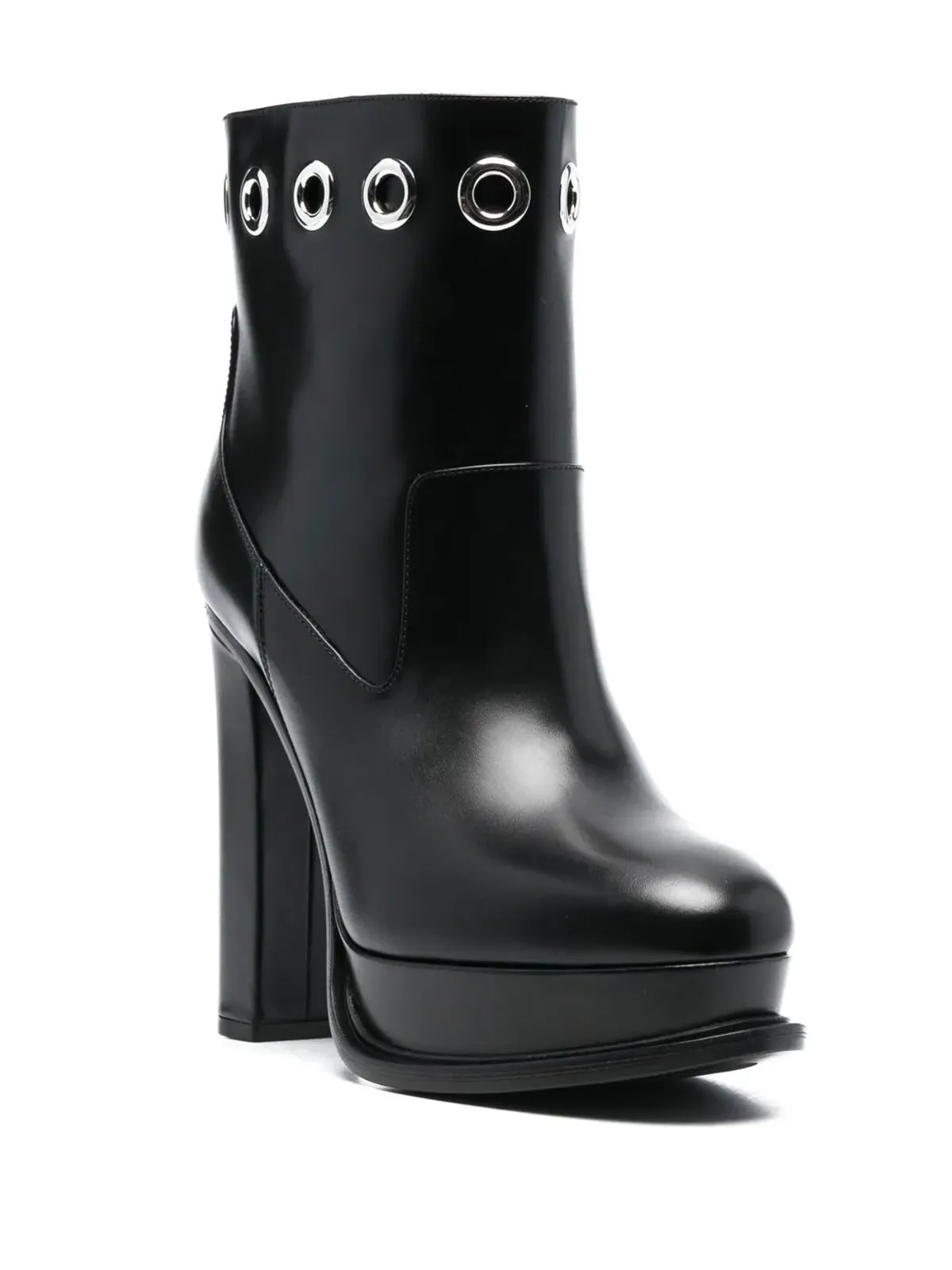 Alexander McQueen アンクルブーツ プラットフォームソール アイレット ブラック - 画像2