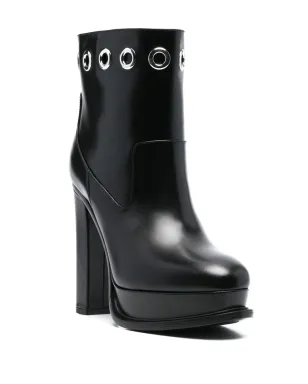 Alexander McQueen アンクルブーツ プラットフォームソール アイレット ブラック - サムネイル2