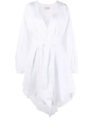 Alexandre Vauthier ホワイトのルーシュディテール長袖ミディドレス - サムネイル1