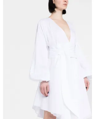 Alexandre Vauthier ホワイトのルーシュディテール長袖ミディドレス - サムネイル3
