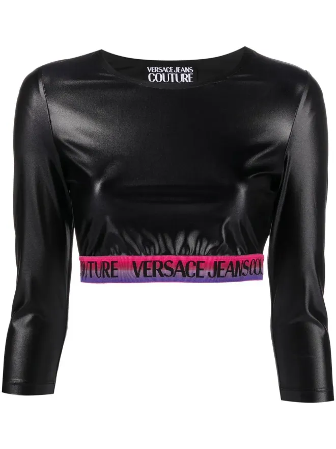 Versace Jeans Couture Versace Jeans Couture ロゴ入りクロップドトップ - ブラックの商品画像