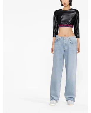Versace Jeans Couture ロゴ入りクロップドトップ - ブラック - サムネイル2