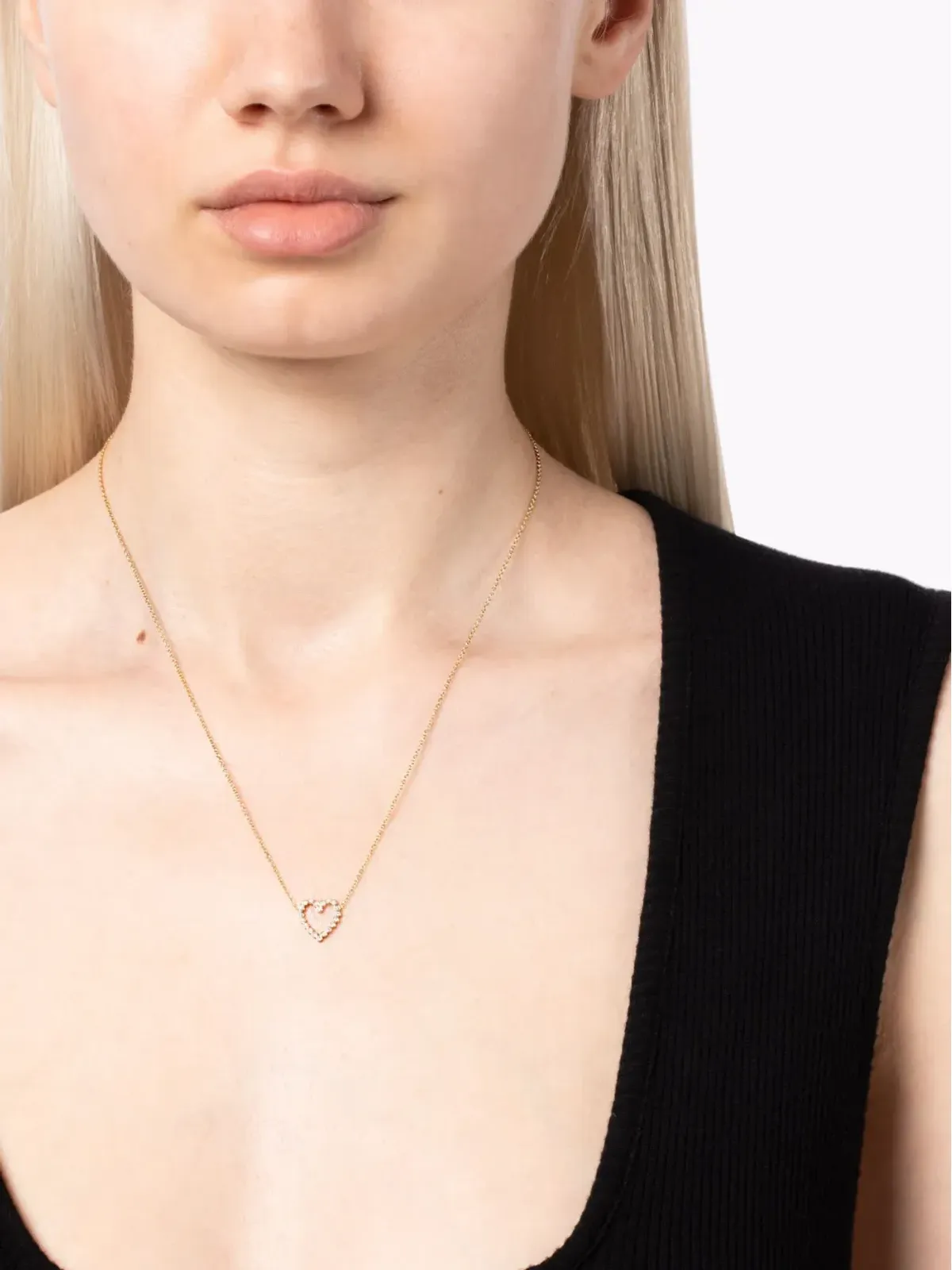 Zoë Chicco 14kt yellow gold heart diamond necklace - 画像2