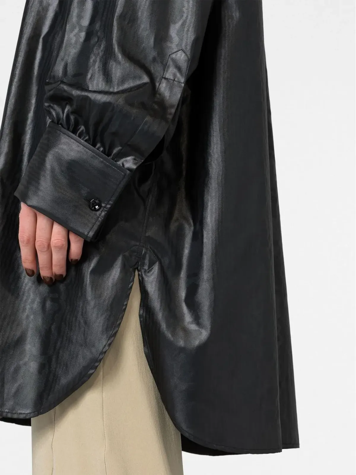 Maison Margiela ロングライン フェイクレザーシャツ - 画像5