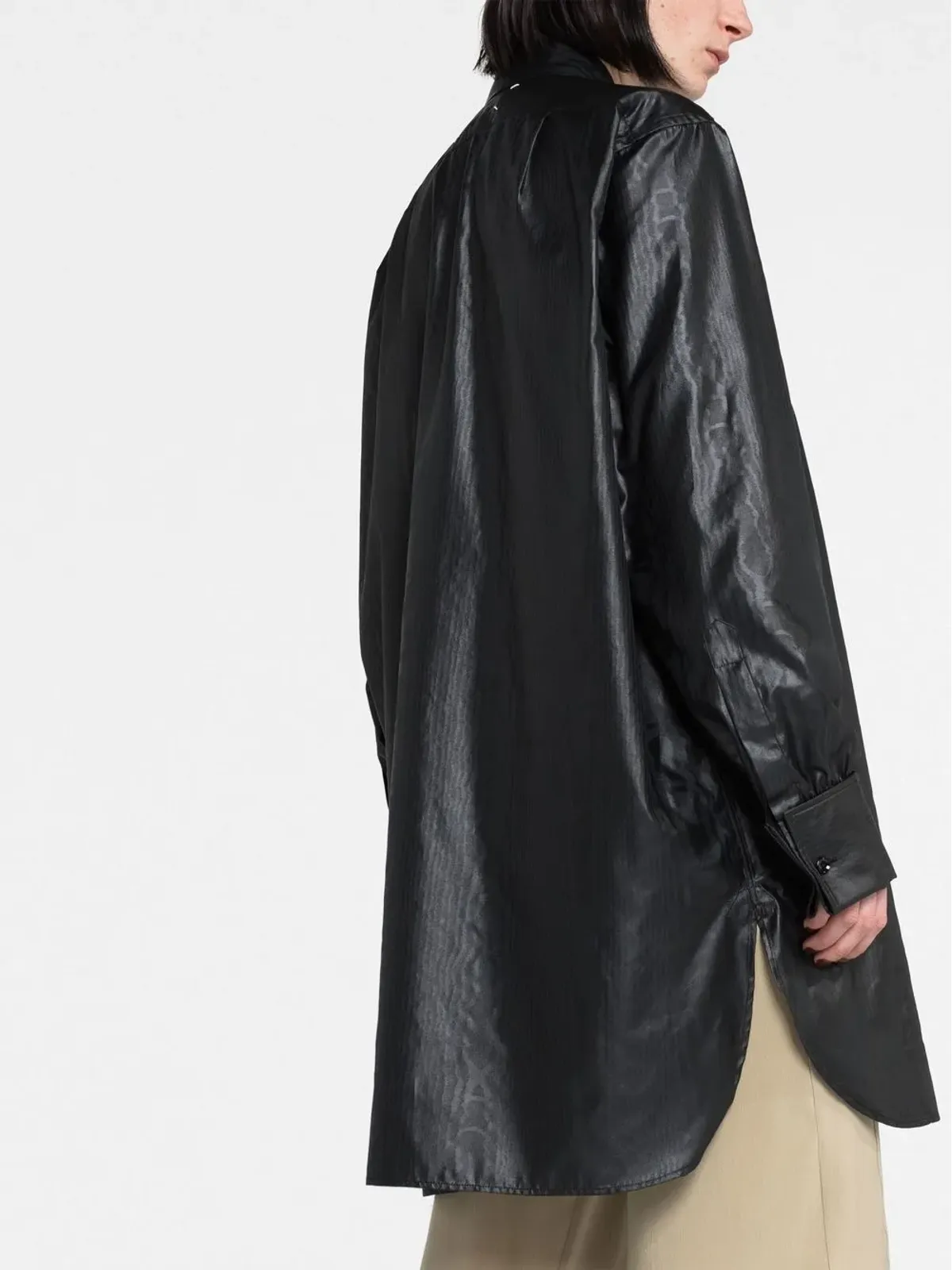 Maison Margiela ロングライン フェイクレザーシャツ - 画像3