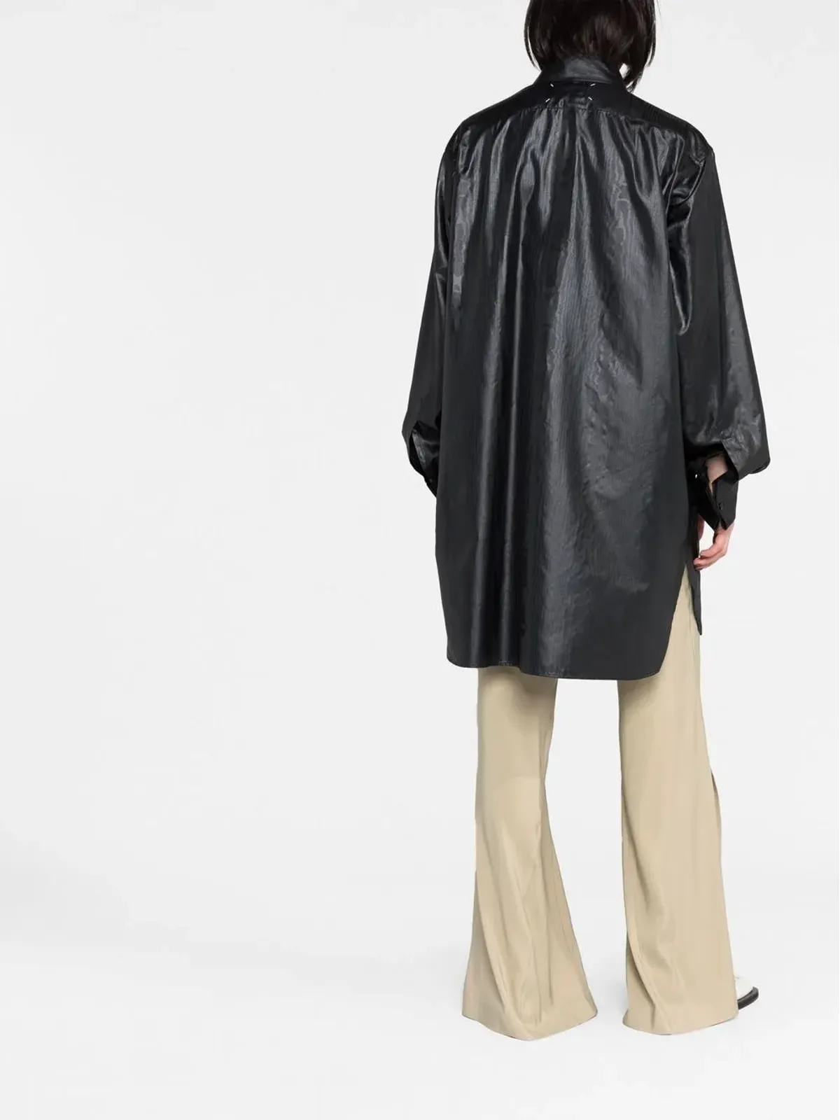 Maison Margiela ロングライン フェイクレザーシャツ - 画像4