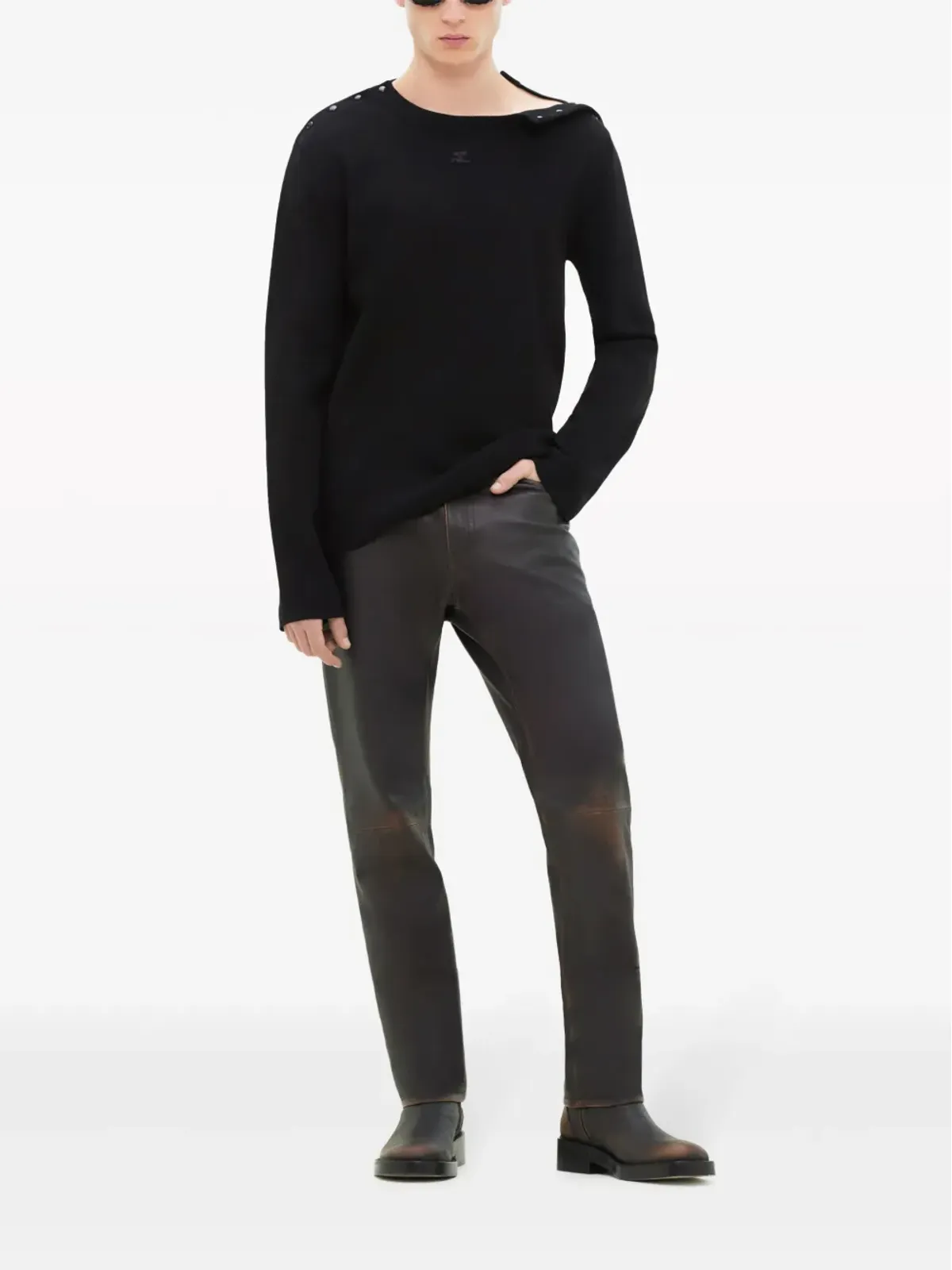 Courrèges ロゴパッチ付きボタン留めセーター - 画像2