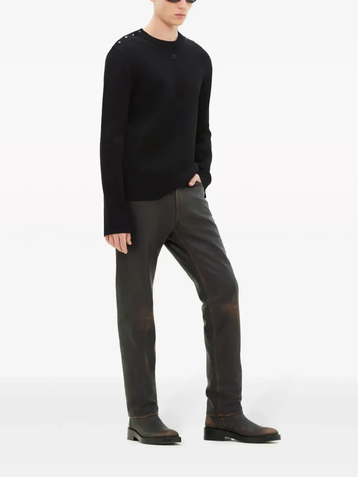 Courrèges ロゴパッチ付きボタン留めセーター - 画像3