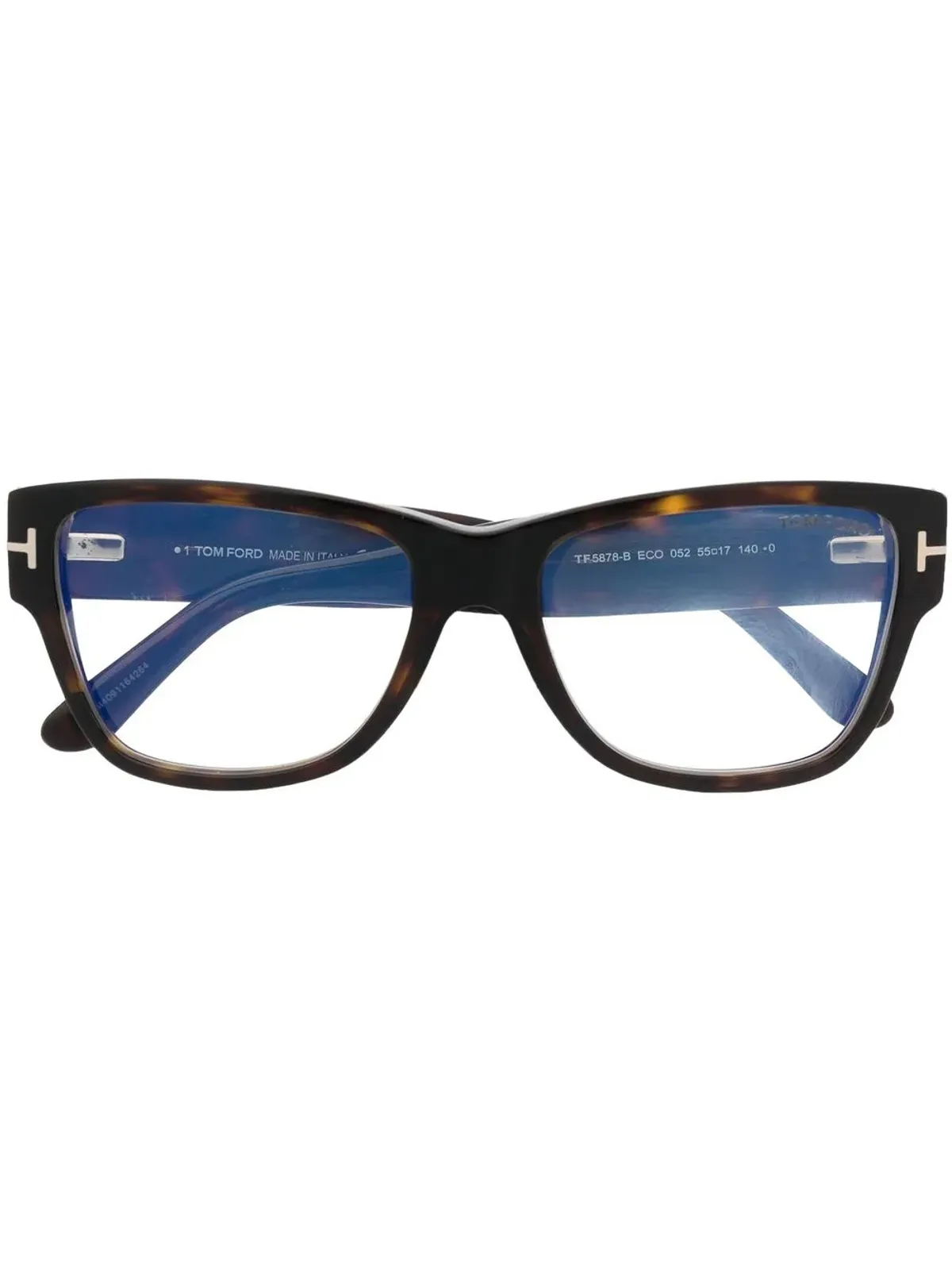 TOM FORD Eyewear ロゴアームべっ甲メガネ - ブラック - 画像1