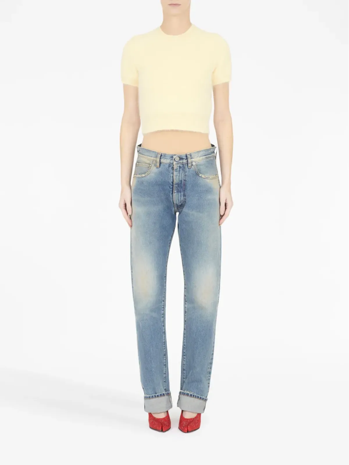 Maison Margiela 半袖ニットクロップトップ - Yellow - 画像2