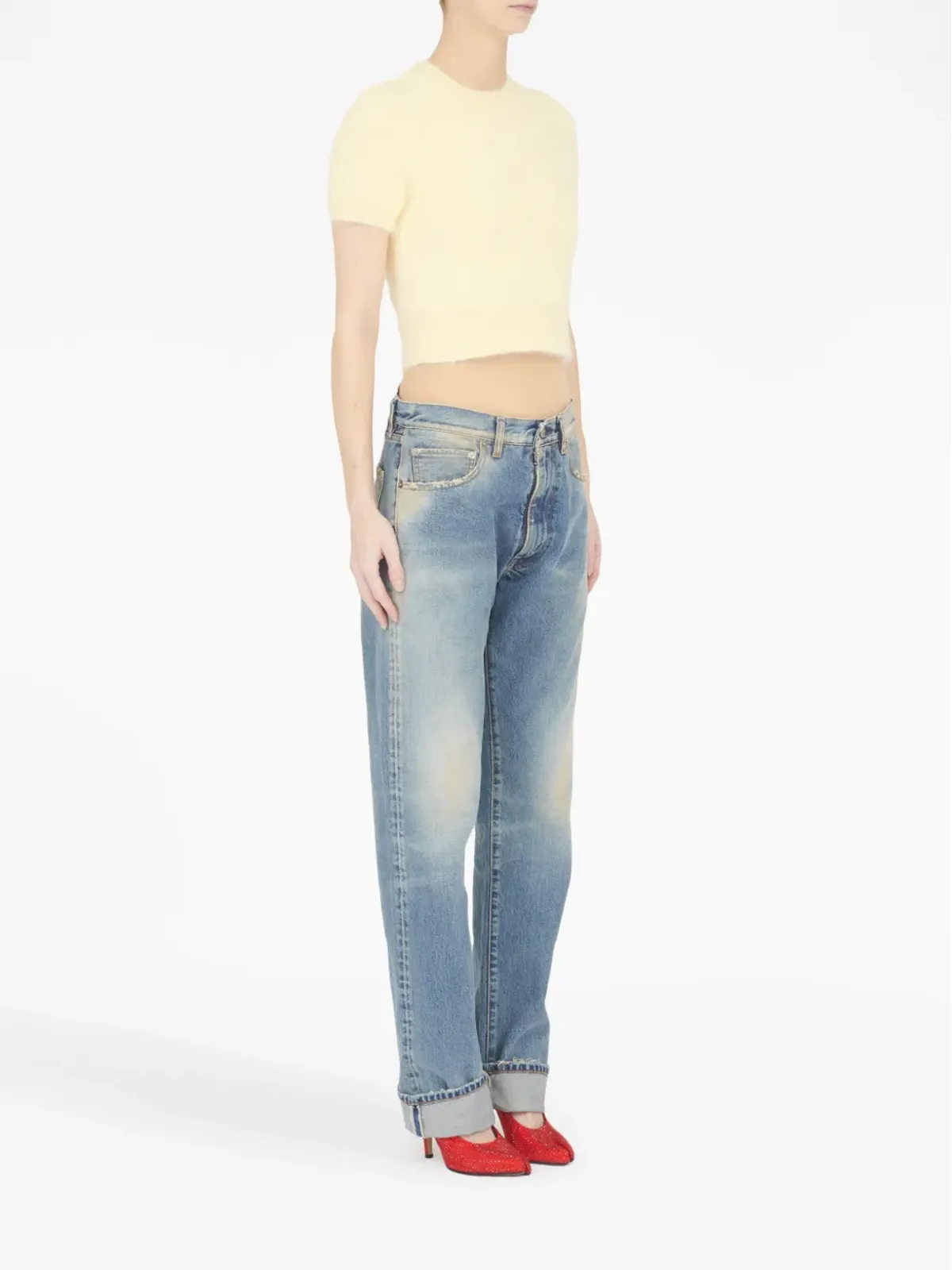 Maison Margiela 半袖ニットクロップトップ - Yellow - 画像3