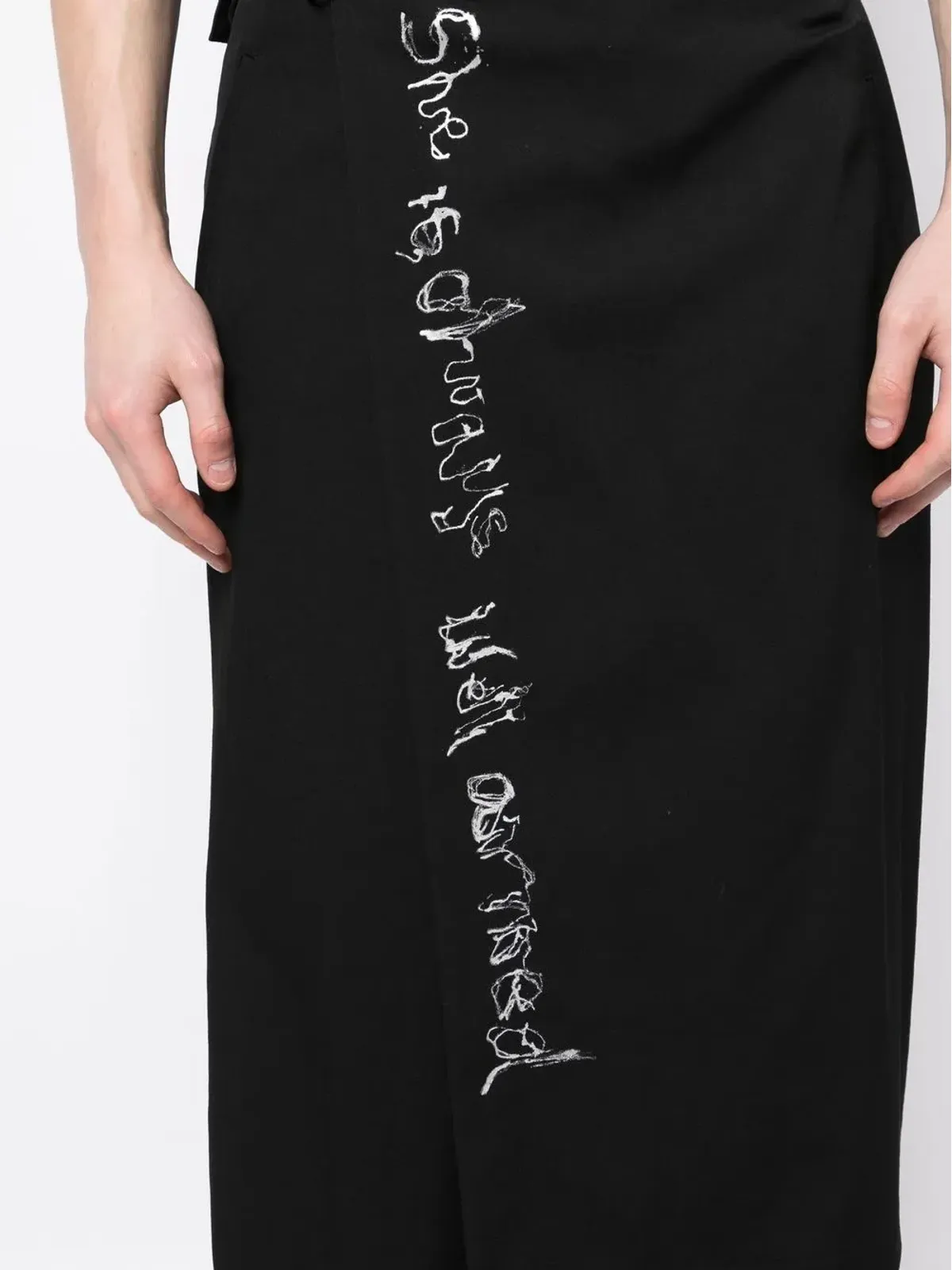 Yohji Yamamoto ラップデザイン ウール クロップドパンツ ブラック - 画像5