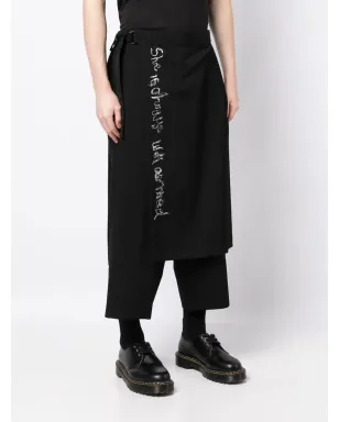 Yohji Yamamoto ラップデザイン ウール クロップドパンツ ブラック - サムネイル3