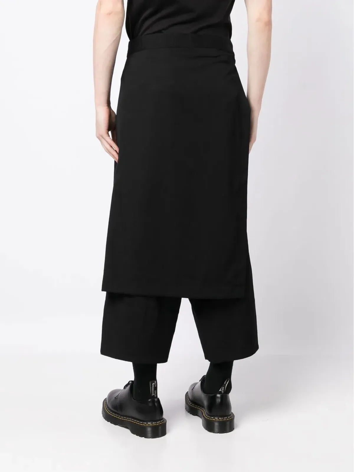 Yohji Yamamoto ラップデザイン ウール クロップドパンツ ブラック - 画像4