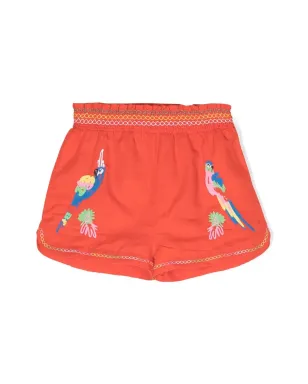 Stella McCartney Kids 刺繍パロット柄カジュアルショーツ - サムネイル1