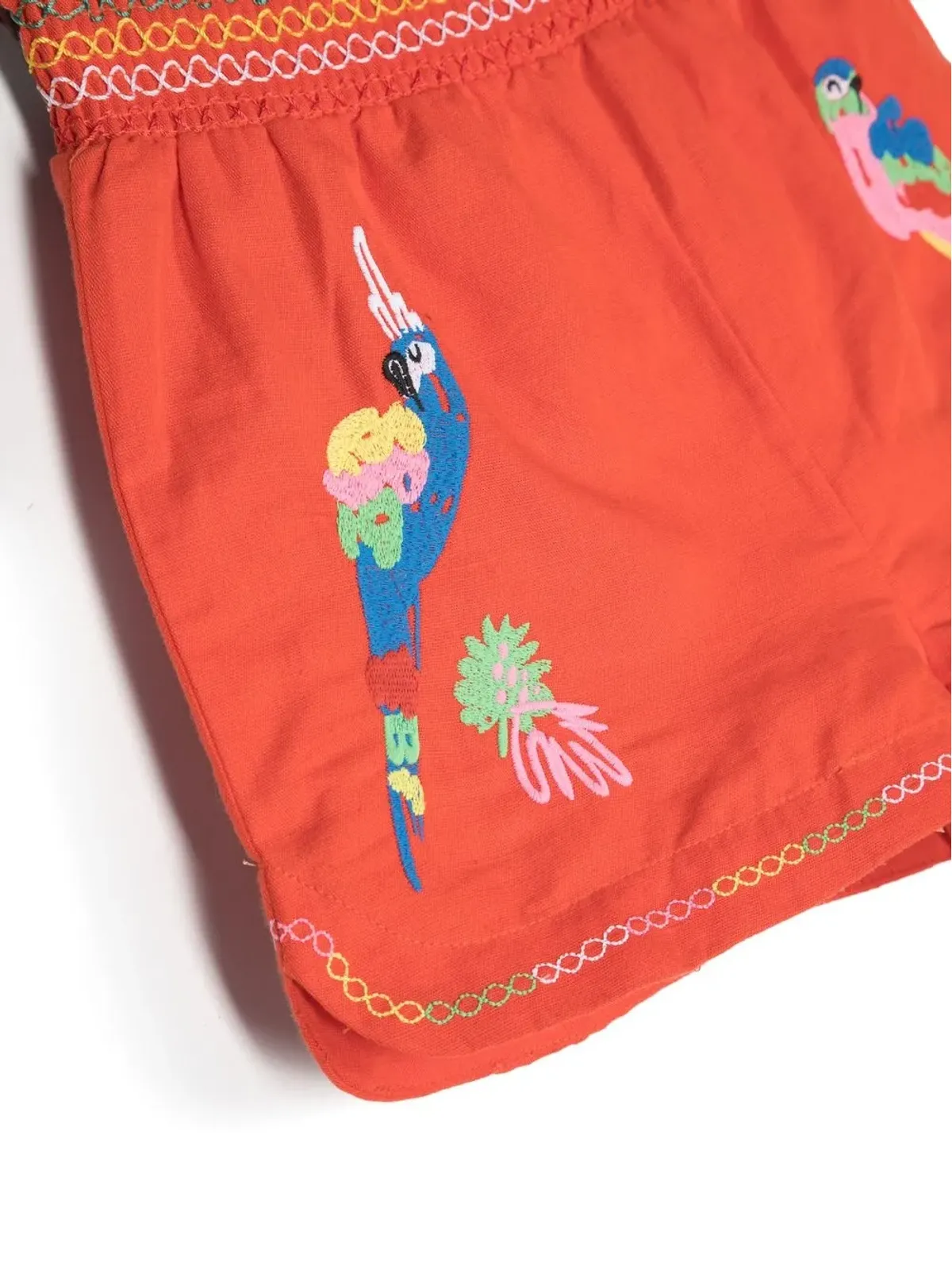 Stella McCartney Kids 刺繍パロット柄カジュアルショーツ - 画像3