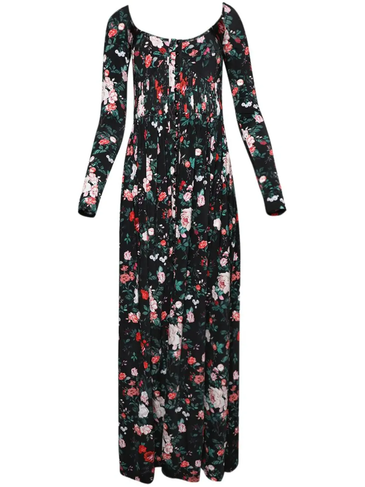 Rabanne ローズプリント マキシドレス - 画像1