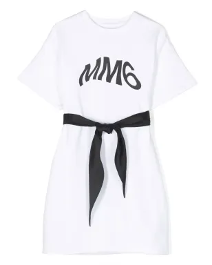 MM6 Maison Margiela Kids ロゴプリント ベルト付き Tシャツ - サムネイル1