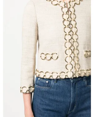 Moschino Pre-Owned 1990年代 フープ装飾 ノーカラージャケット - Neutrals - サムネイル5