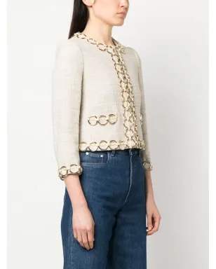 Moschino Pre-Owned 1990年代 フープ装飾 ノーカラージャケット - Neutrals - サムネイル3