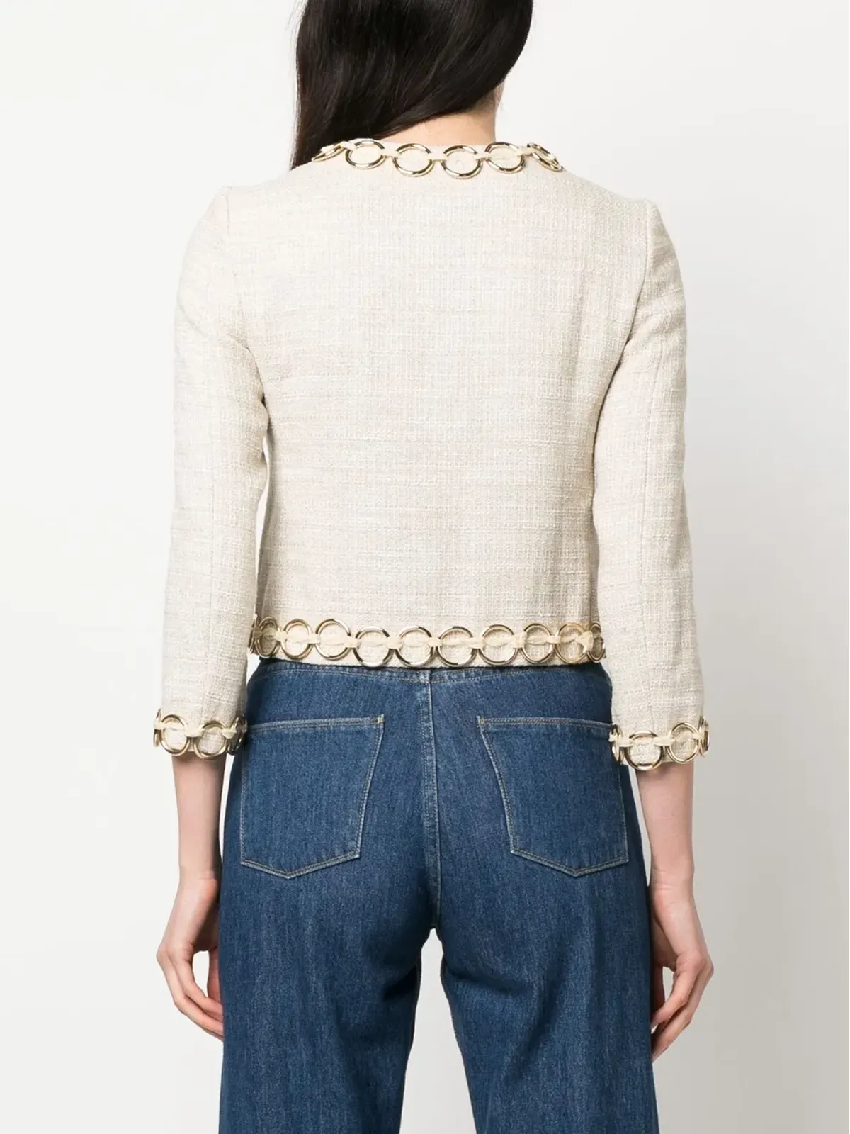 Moschino Pre-Owned 1990年代 フープ装飾 ノーカラージャケット - Neutrals - 画像4