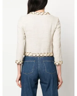 Moschino Pre-Owned 1990年代 フープ装飾 ノーカラージャケット - Neutrals - サムネイル4