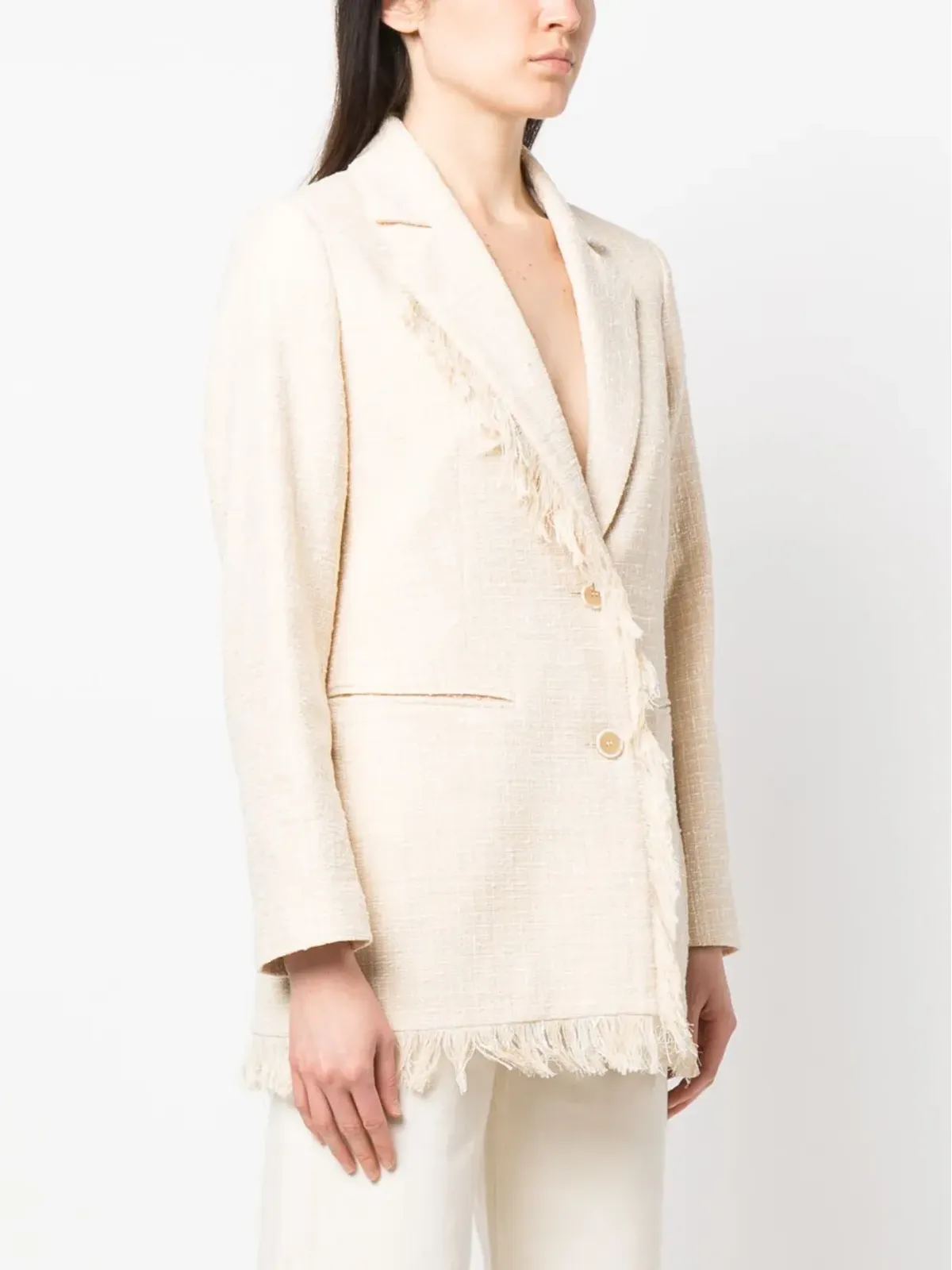 Rodebjer フリンジエッジのシングルブレストブレザー - Neutrals - 画像3