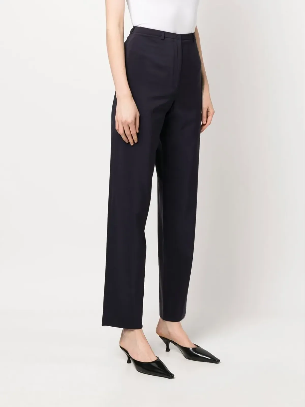 Giorgio Armani Pre-Owned ウール混紡スリムカットパンツ - 画像3