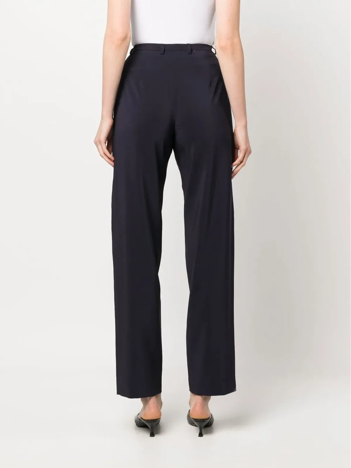 Giorgio Armani Pre-Owned ウール混紡スリムカットパンツ - 画像4