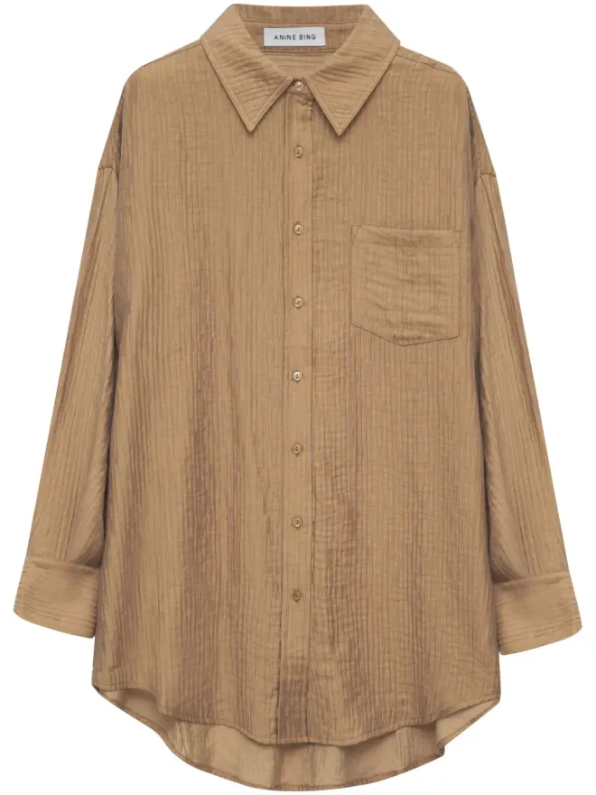 ANINE BING ANINE BING Tio long-sleeve shirt - Brownの商品画像
