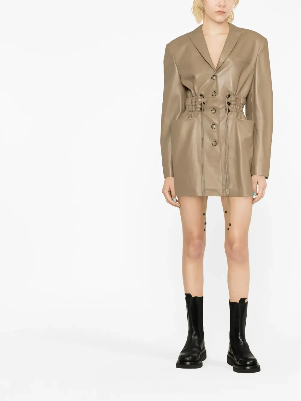 The Mannei Irbid leather blazer dress - Brown - 画像2