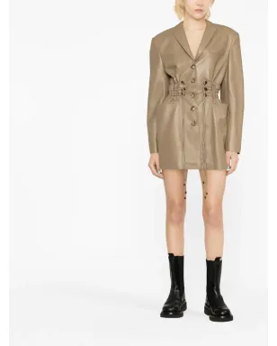 The Mannei Irbid leather blazer dress - Brown - サムネイル2