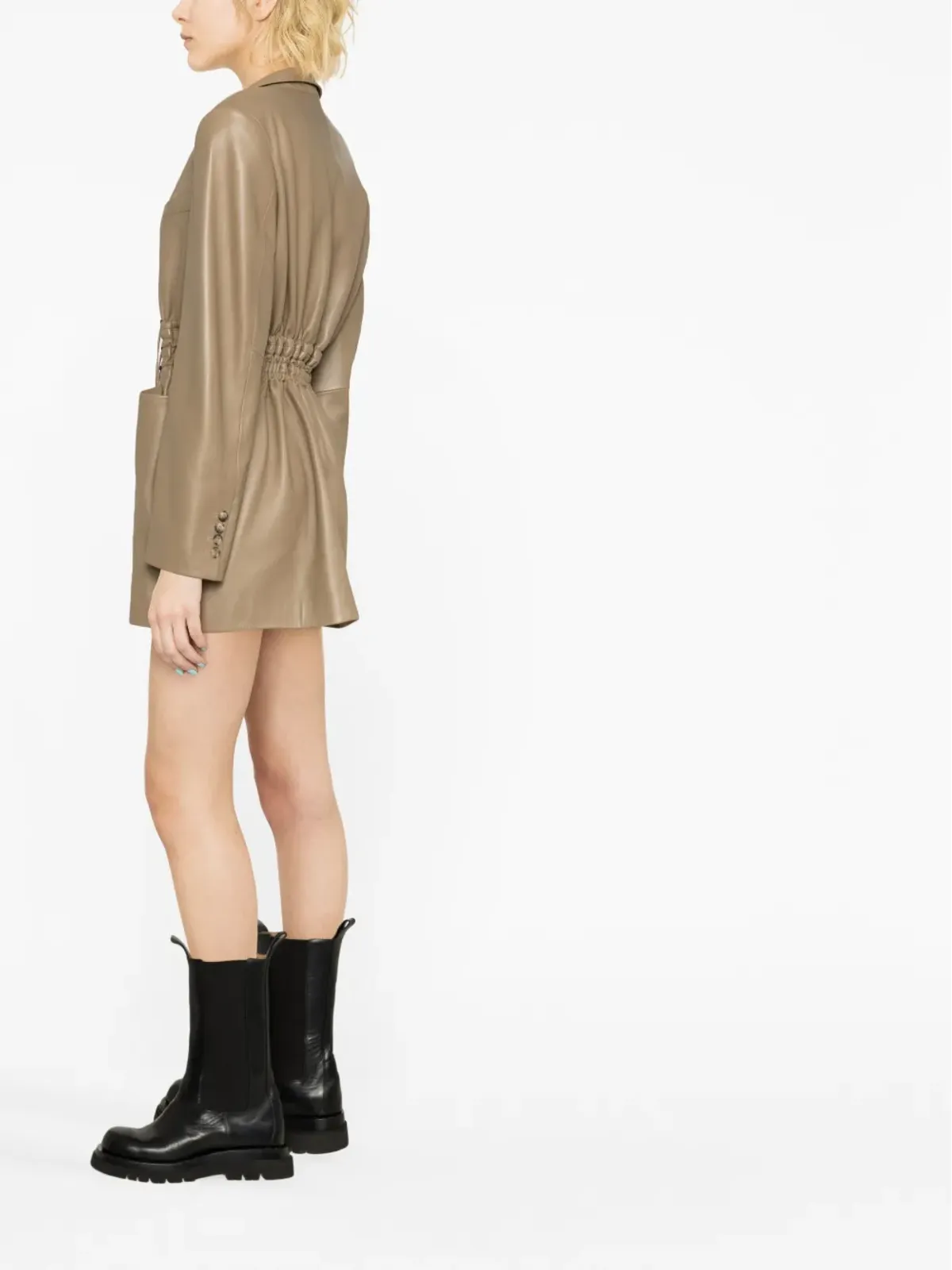 The Mannei Irbid leather blazer dress - Brown - 画像3