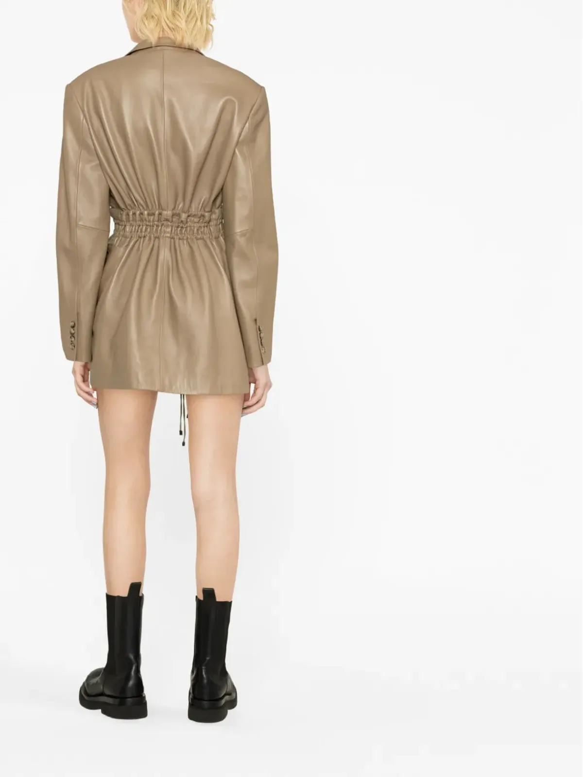 The Mannei Irbid leather blazer dress - Brown - 画像4