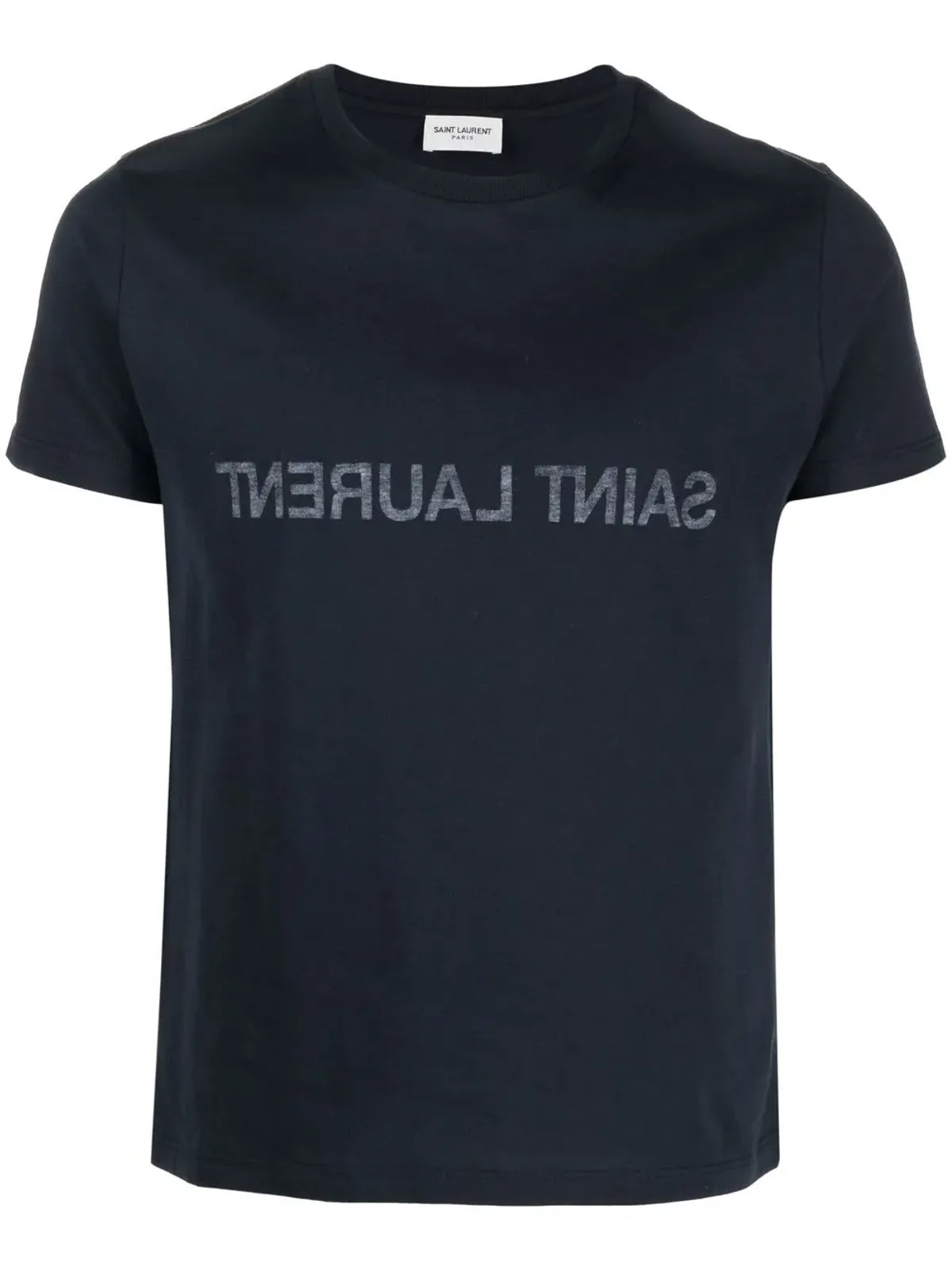 Saint Laurent リバースロゴプリント コットンTシャツ - ブルー - 画像1
