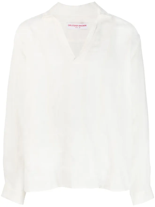 Orlebar Brown Orlebar Brown long-sleeved v-neck shirt - Whiteの商品画像