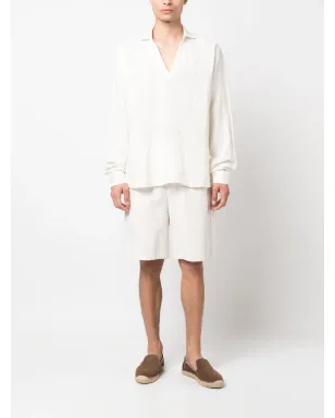 Orlebar Brown long-sleeved v-neck shirt - White - サムネイル2