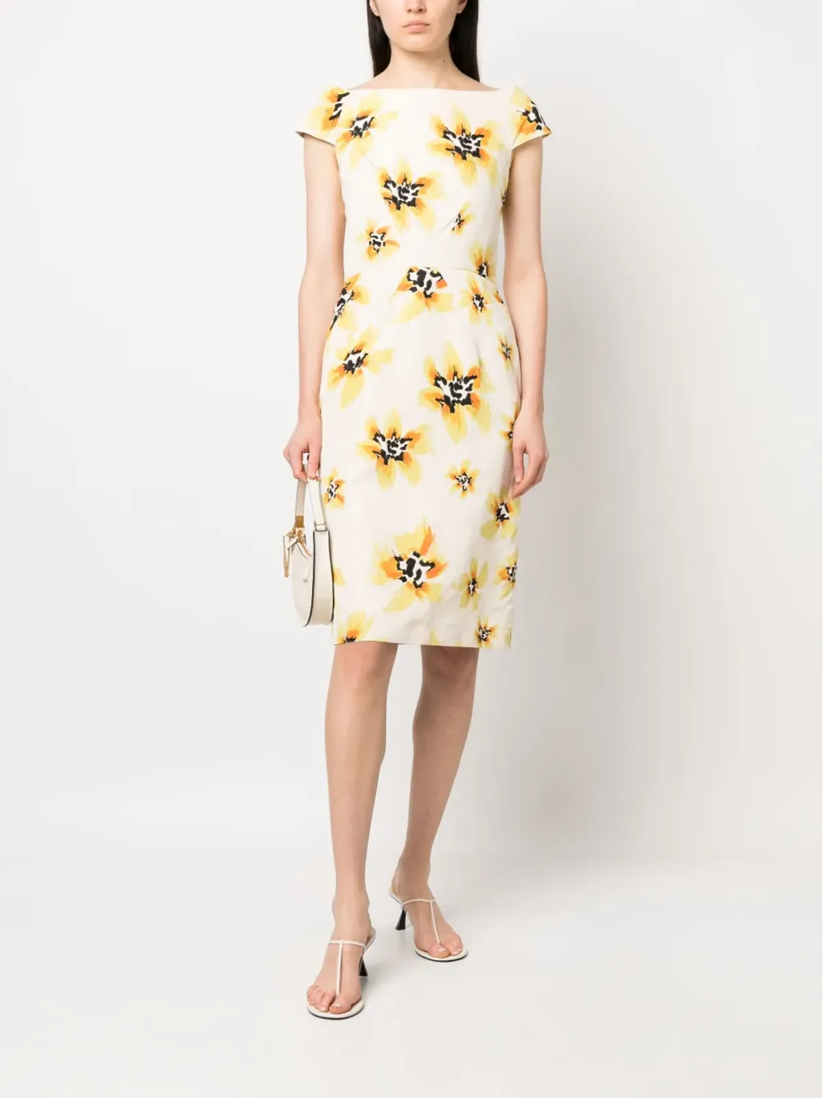Christian Dior Pre-Owned 2010年代 フローラル ボートネック シルク ドレス - 画像2