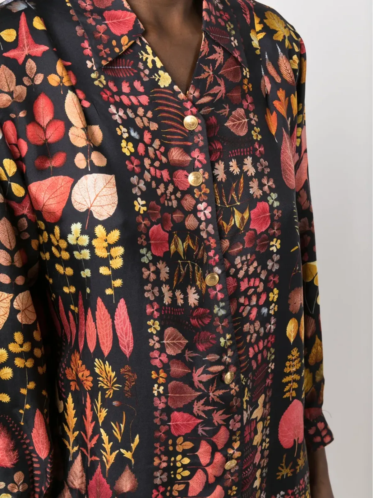 Gucci Pre-Owned リーフプリント シルクシャツ - ブルー - 画像5