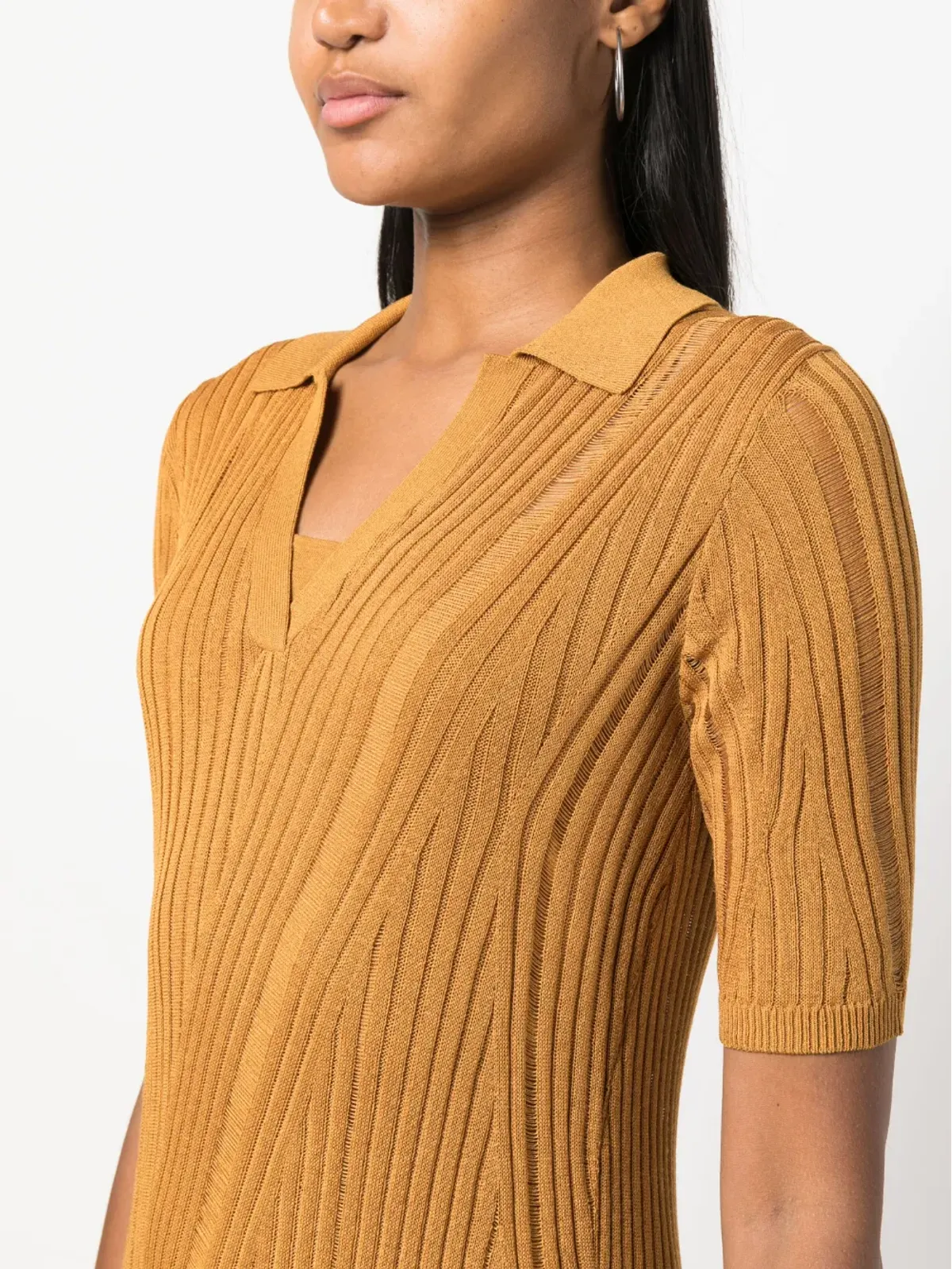 Calvin Klein リブ編みVネック ドレス - 画像5