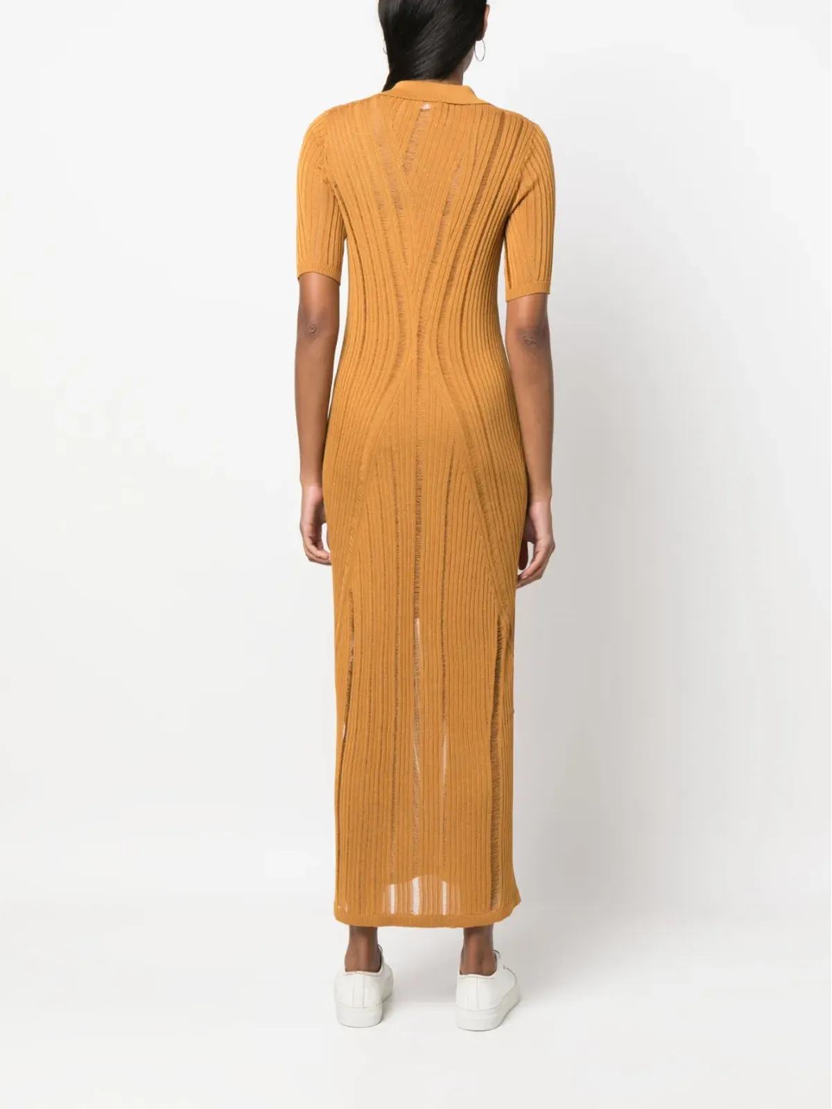 Calvin Klein リブ編みVネック ドレス - 画像4