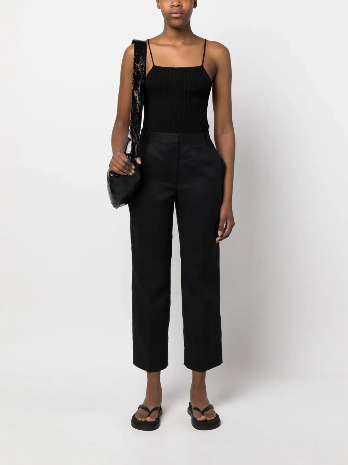 Calvin Klein リネン クロップドパンツ - ブラック - 画像2