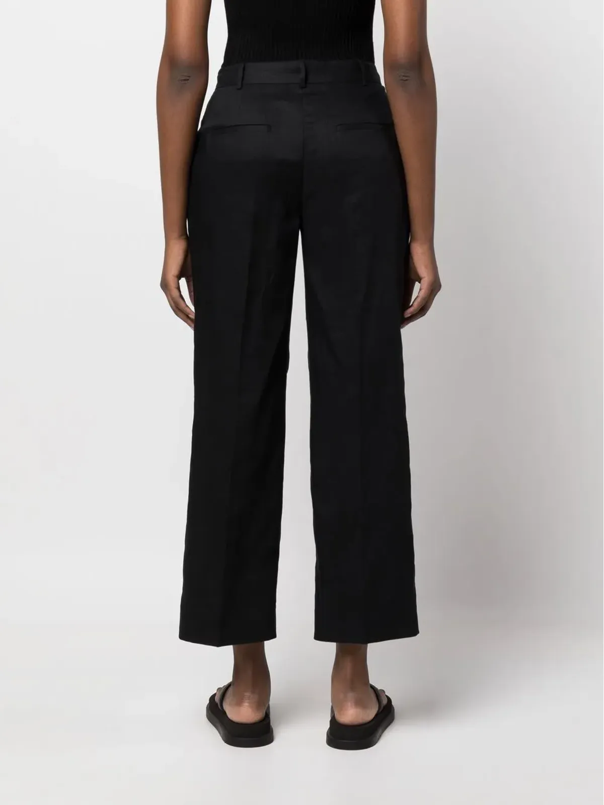 Calvin Klein リネン クロップドパンツ - ブラック - 画像4