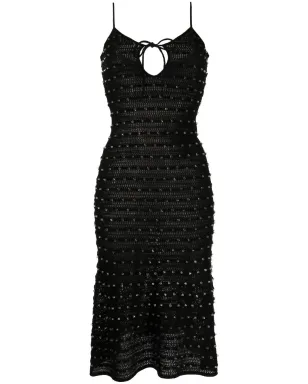 Self-Portrait bead-embellished knitted midi-dress - Black - サムネイル1