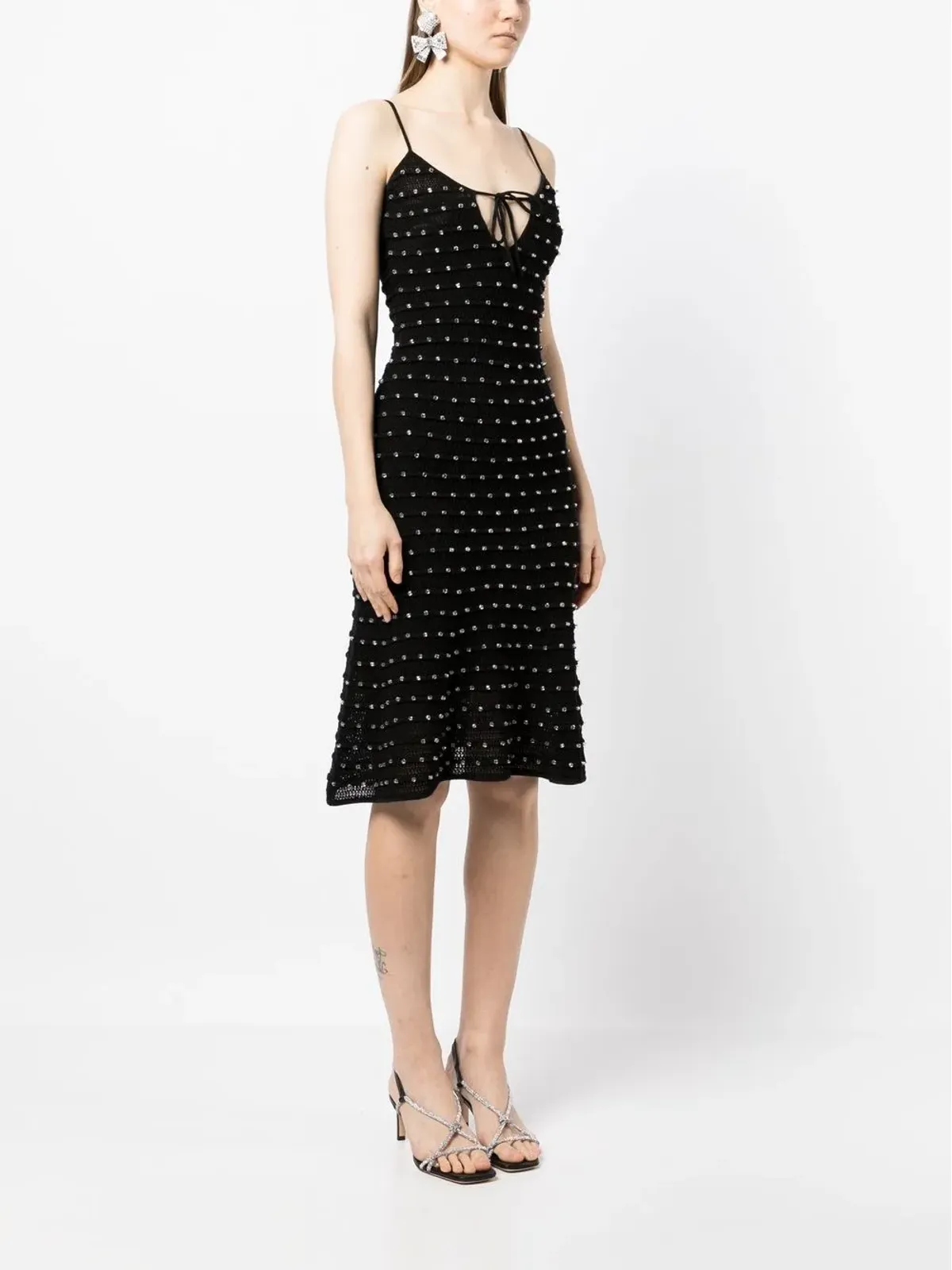 Self-Portrait bead-embellished knitted midi-dress - Black - 画像3