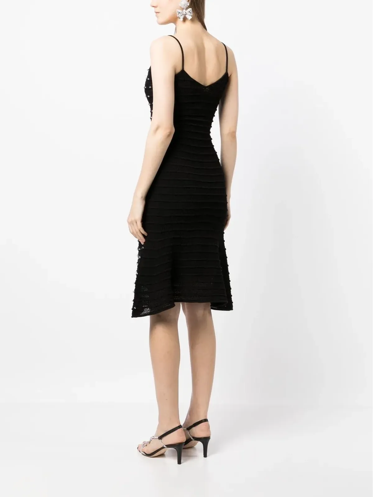 Self-Portrait bead-embellished knitted midi-dress - Black - 画像4